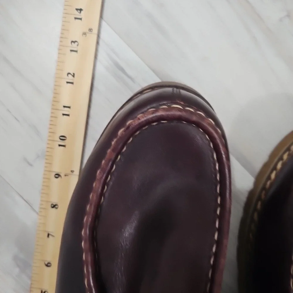 Lugz MRSL645 Men's Burgundy Brown Leather Monk Strap Moc Toe Loafers Size 12 Y2K